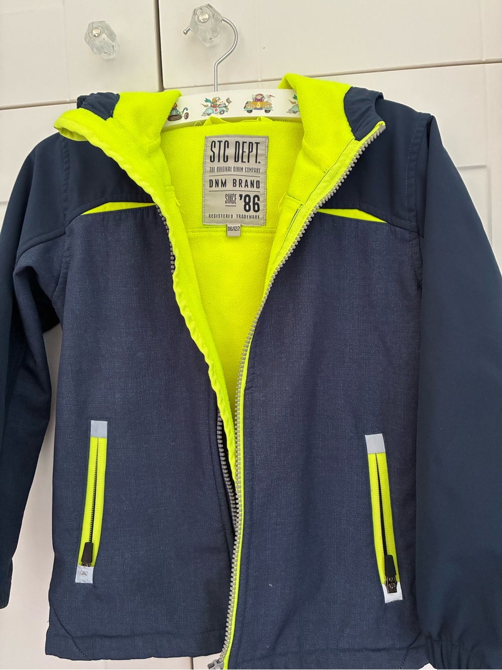 Kids' Navy Jacket with Neon Yellow Lining
